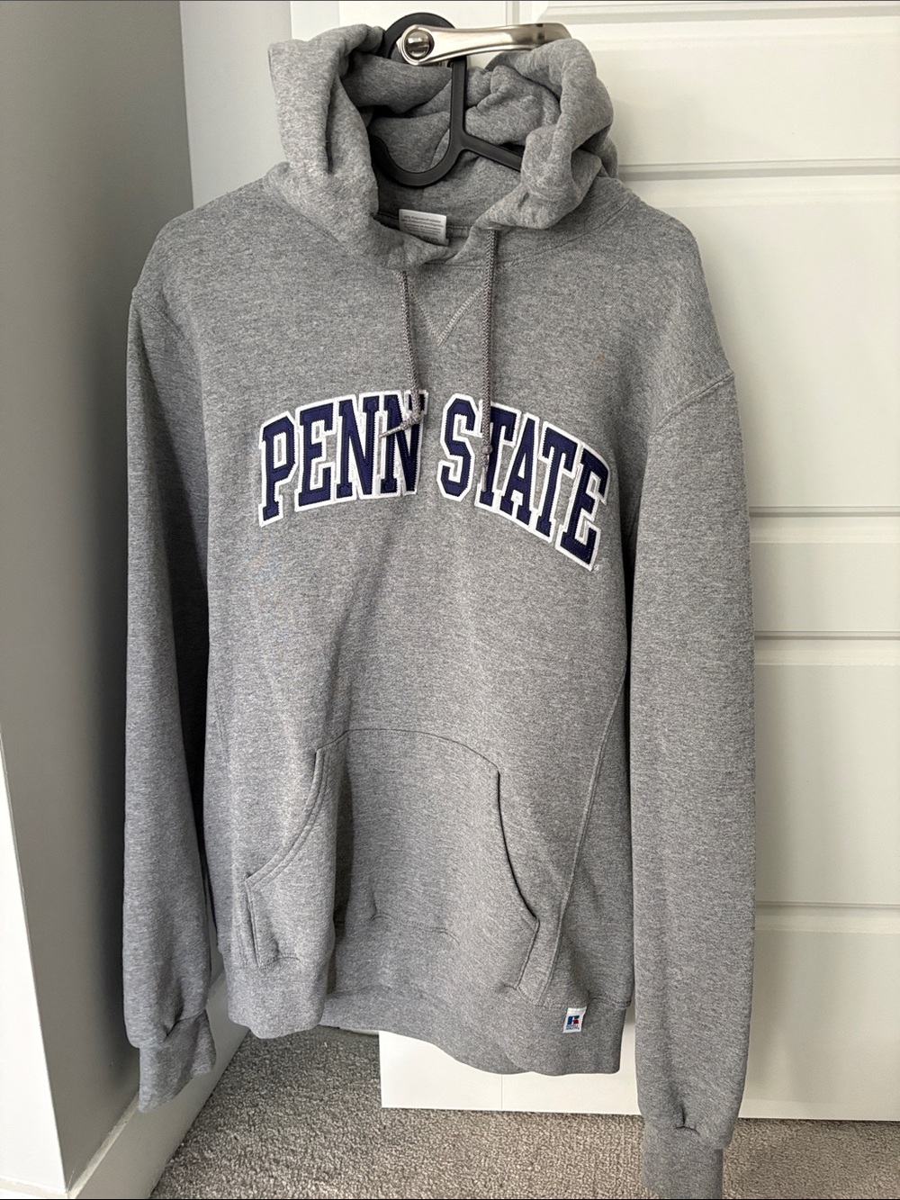 Russell Athletic Penn State Gray Hoodie with Navy Lettering